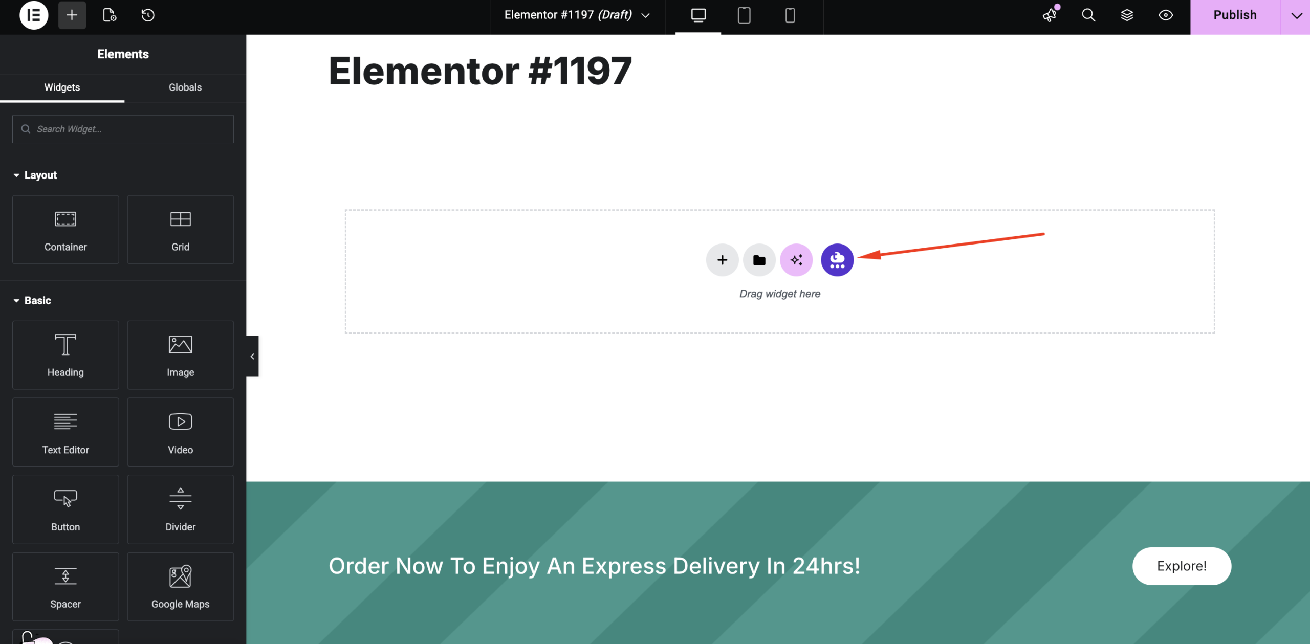 Insert template from page