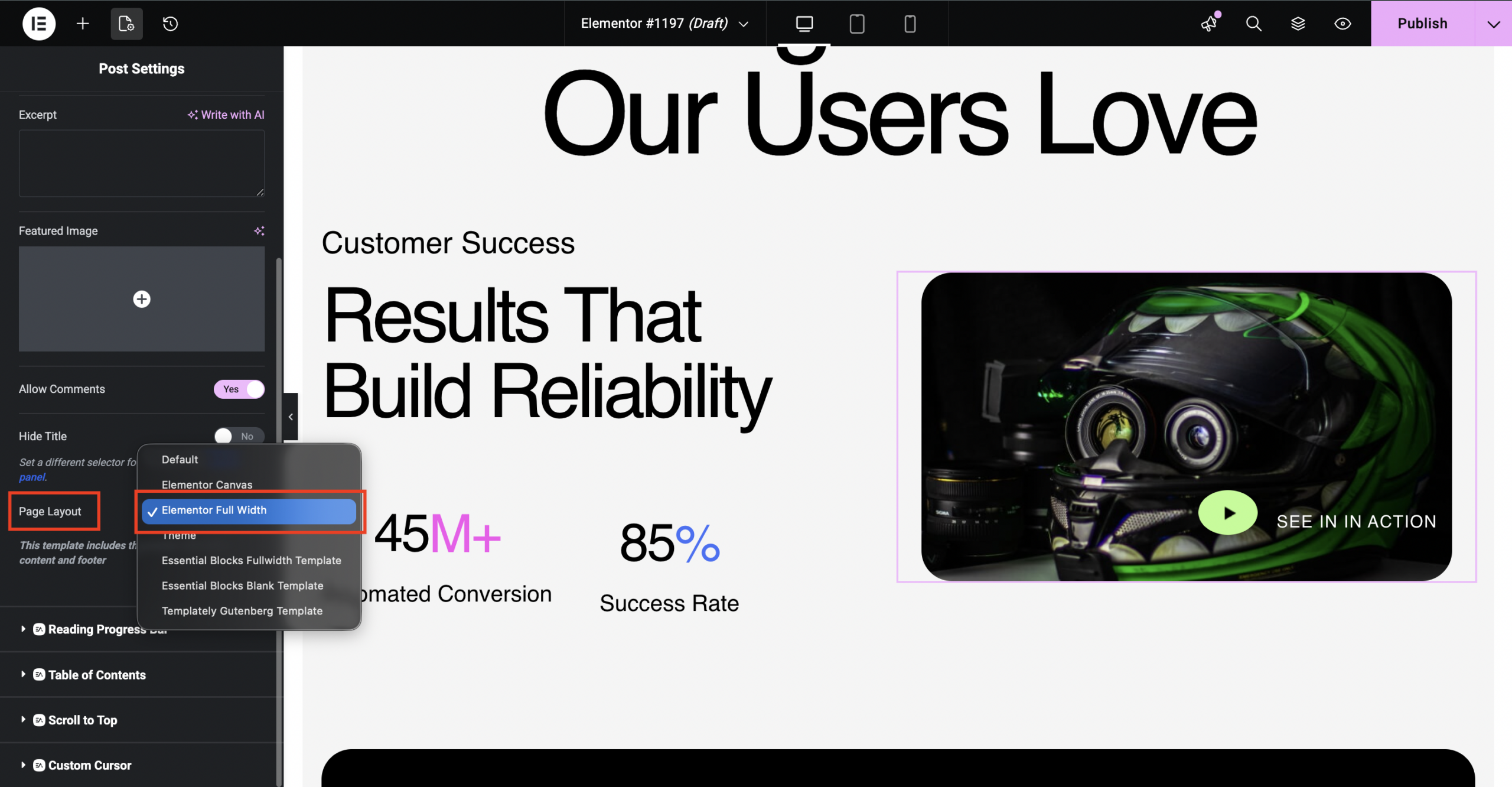 Elementor Full Width