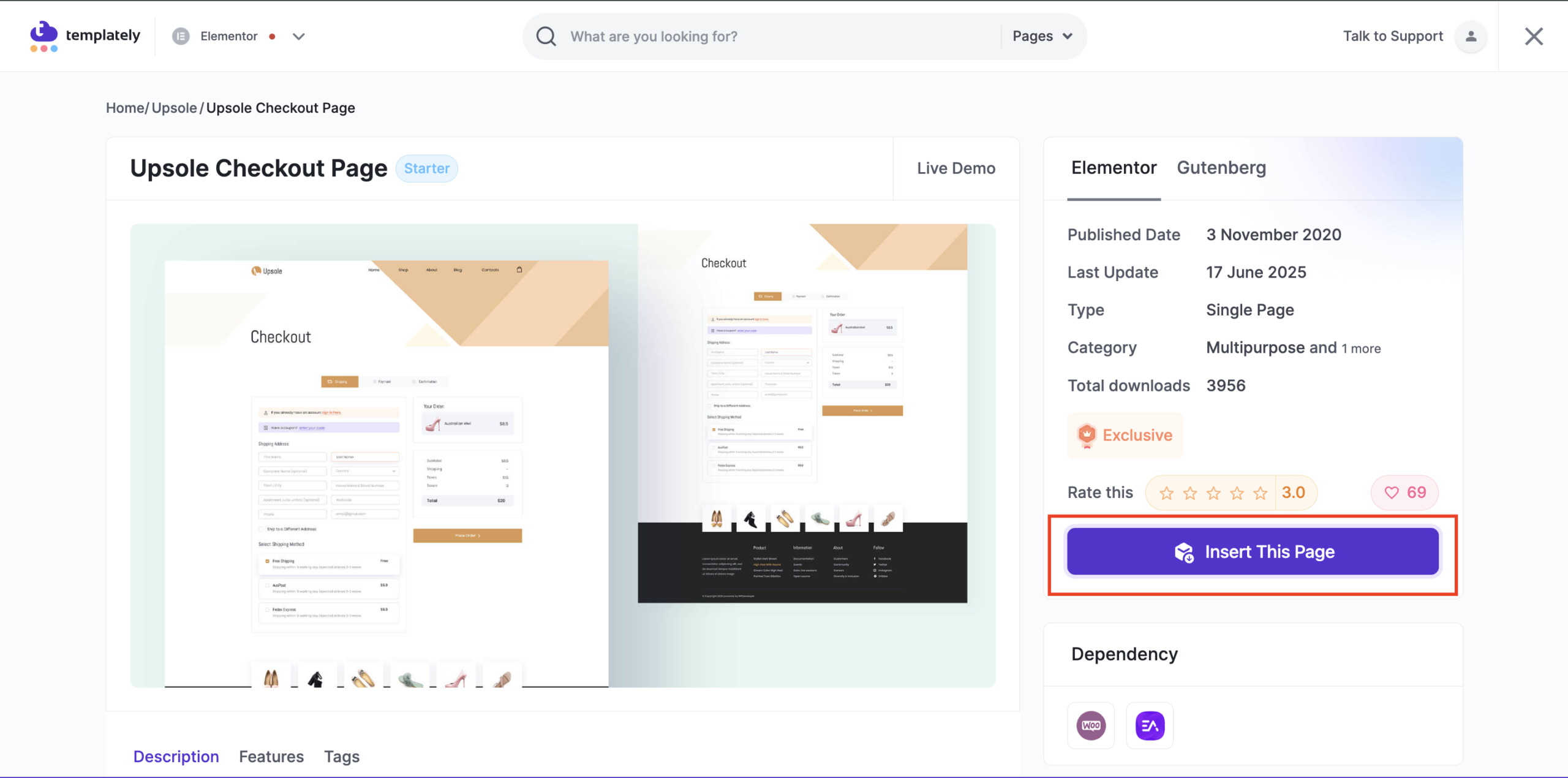 Upsole Checkout Page
