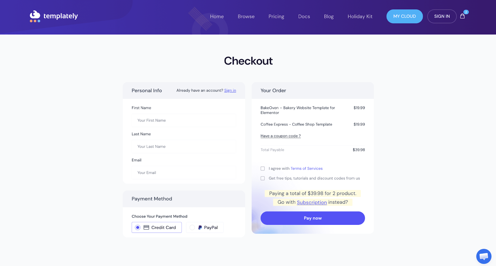 Purchase Templately Single Templates