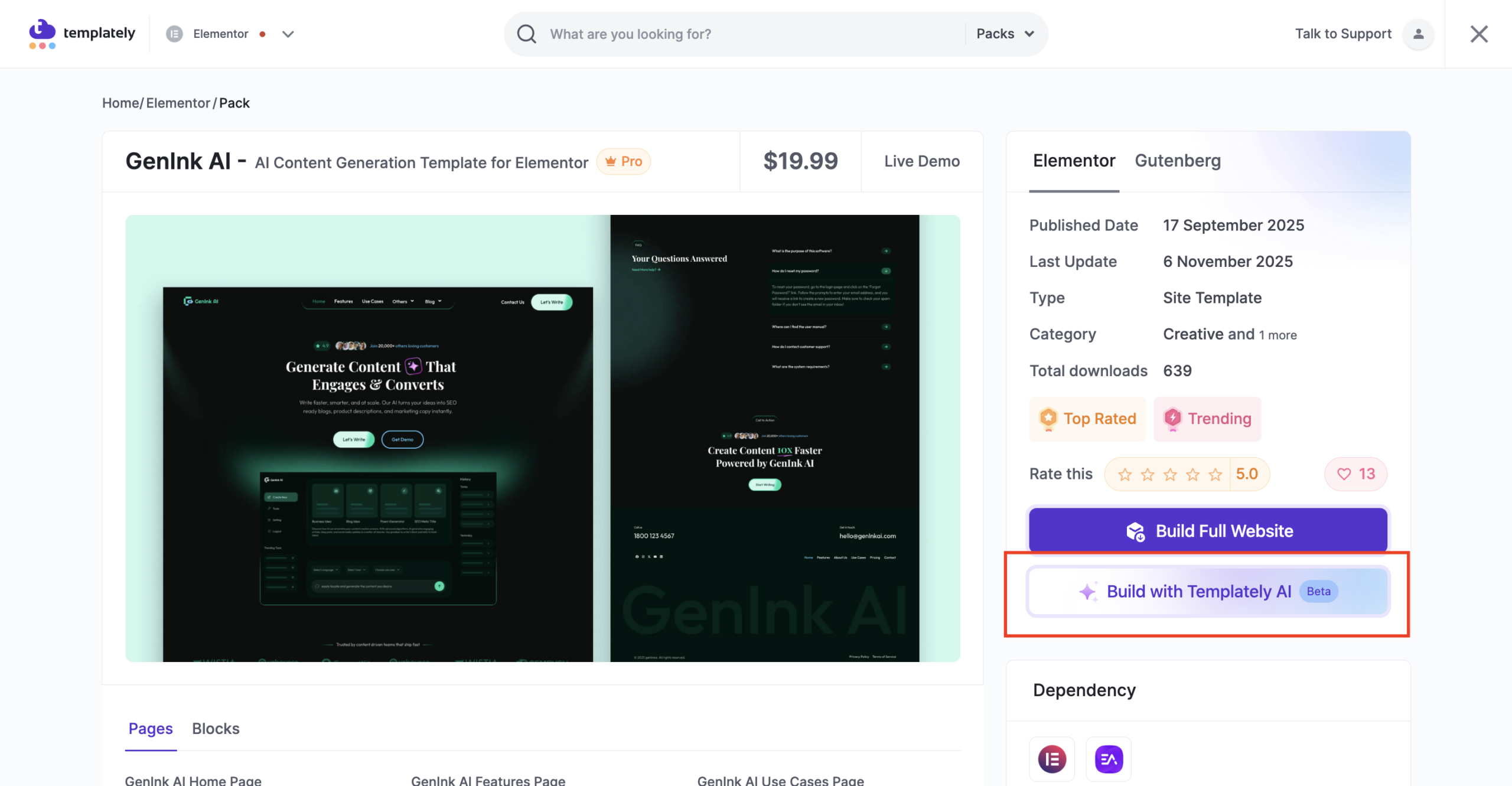 Templately Build with AI