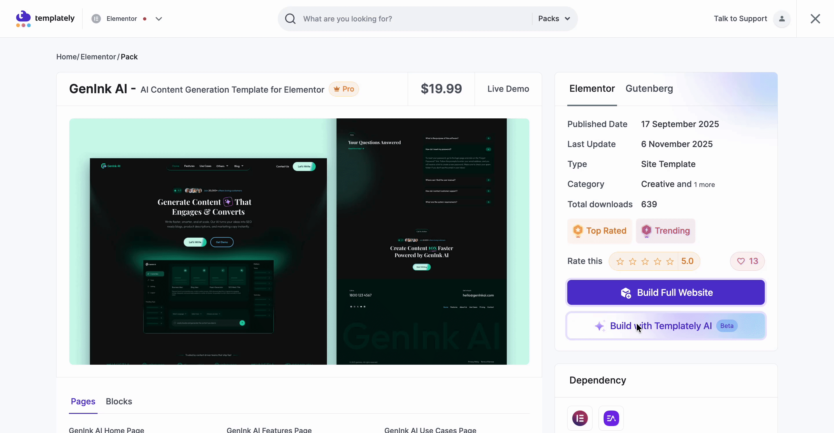 Templately Build with AI