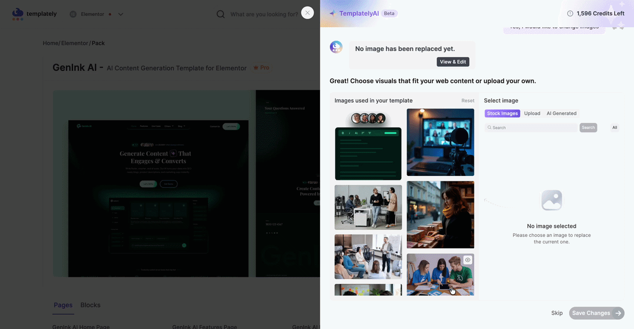 Final output of Templately AI