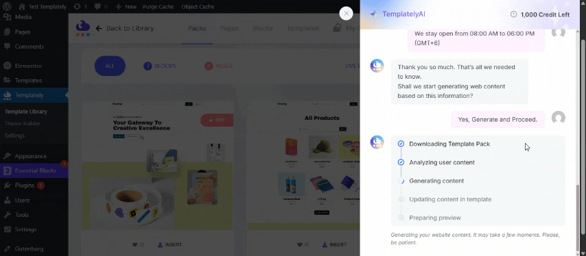 How to Generate Website Content with Templately AI? 12 Generating content with AI in templately
