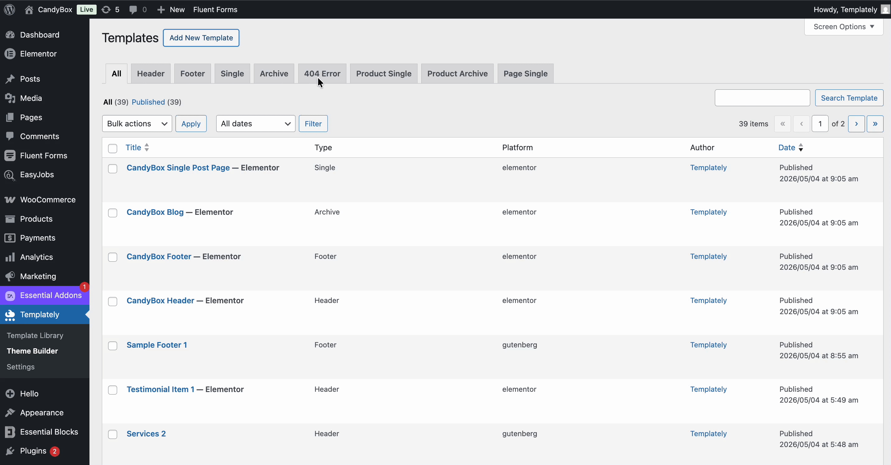 How to Add Header And Footer in Templately Theme Builder 3 Add New Header Template
