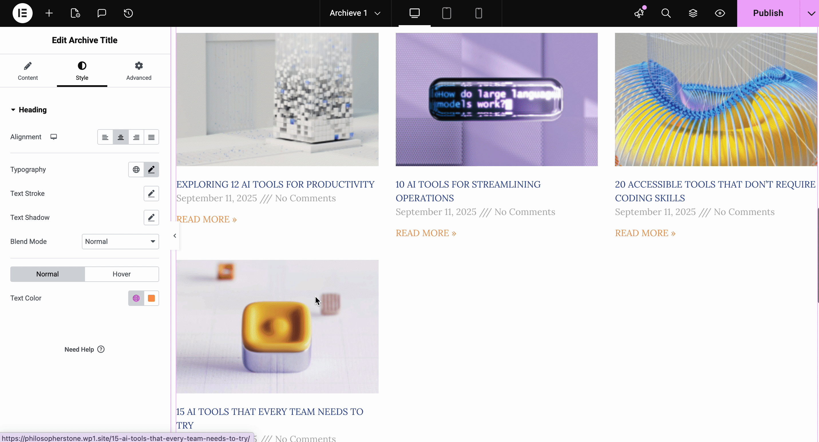 Archive Page Template