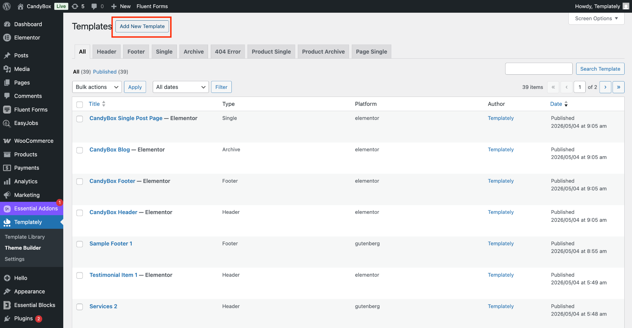 Add new post in theme builder
